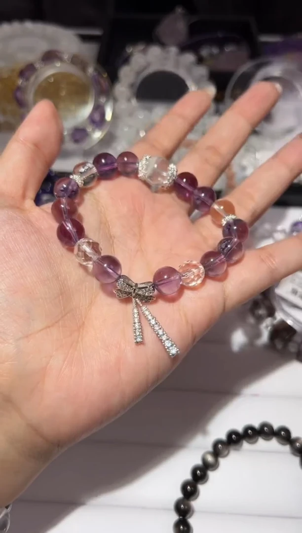 【闪购商品】紫晶手链未镶嵌10mm紫塔晶diy白幽灵