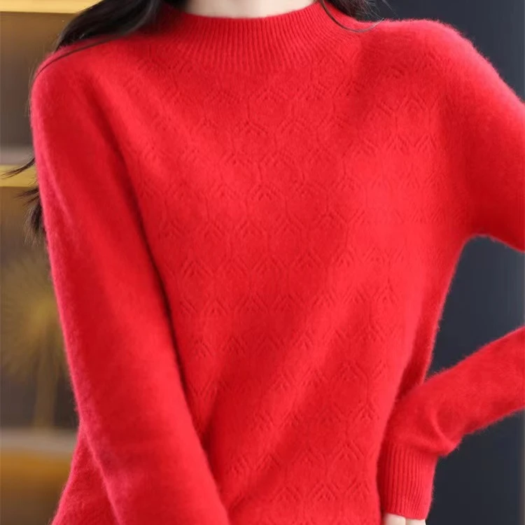 100纯羊毛一线成衣半高长袖D159清