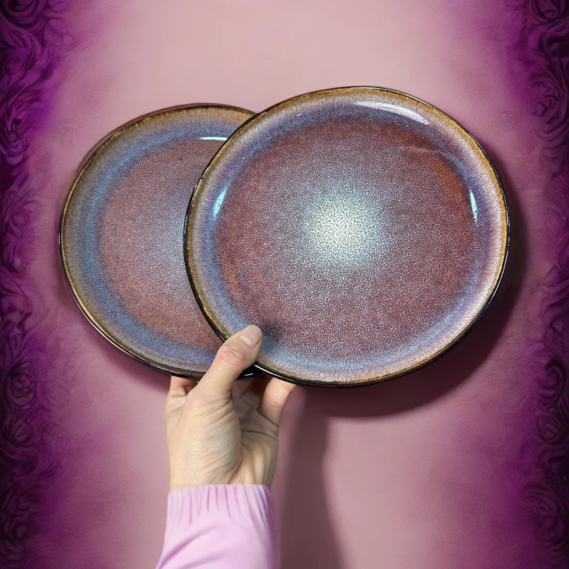 521 2个装微瑕品8英寸异形窑变小盘