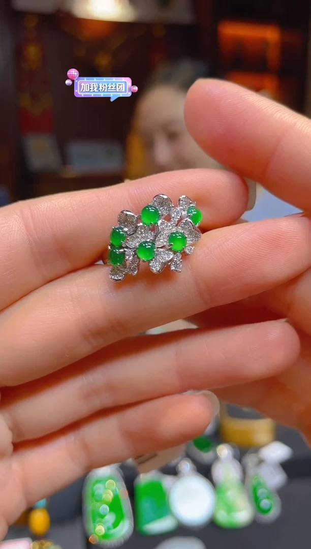【闪购商品】翡翠戒指银S925镶嵌天然A货翡翠戒指000