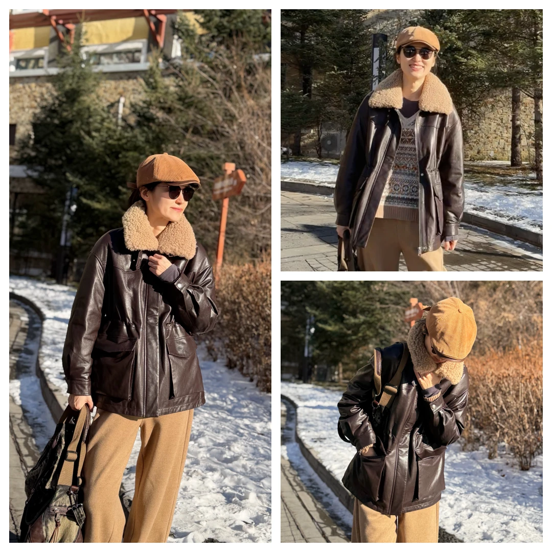 无垠海岸 羊皮鹅绒服