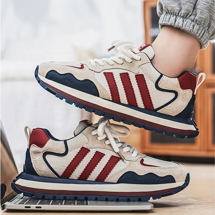 男鞋春季2024新款休闲运动鞋子男款舒适百搭阿甘华夫老爹增高三道