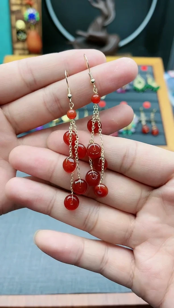 【闪购商品】南红玛瑙耳饰银S925镶嵌208000