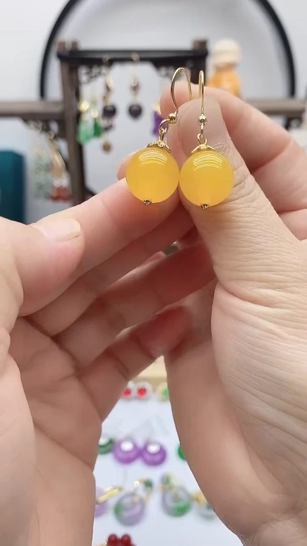 14K金镶嵌耳饰玛瑙/玉髓80