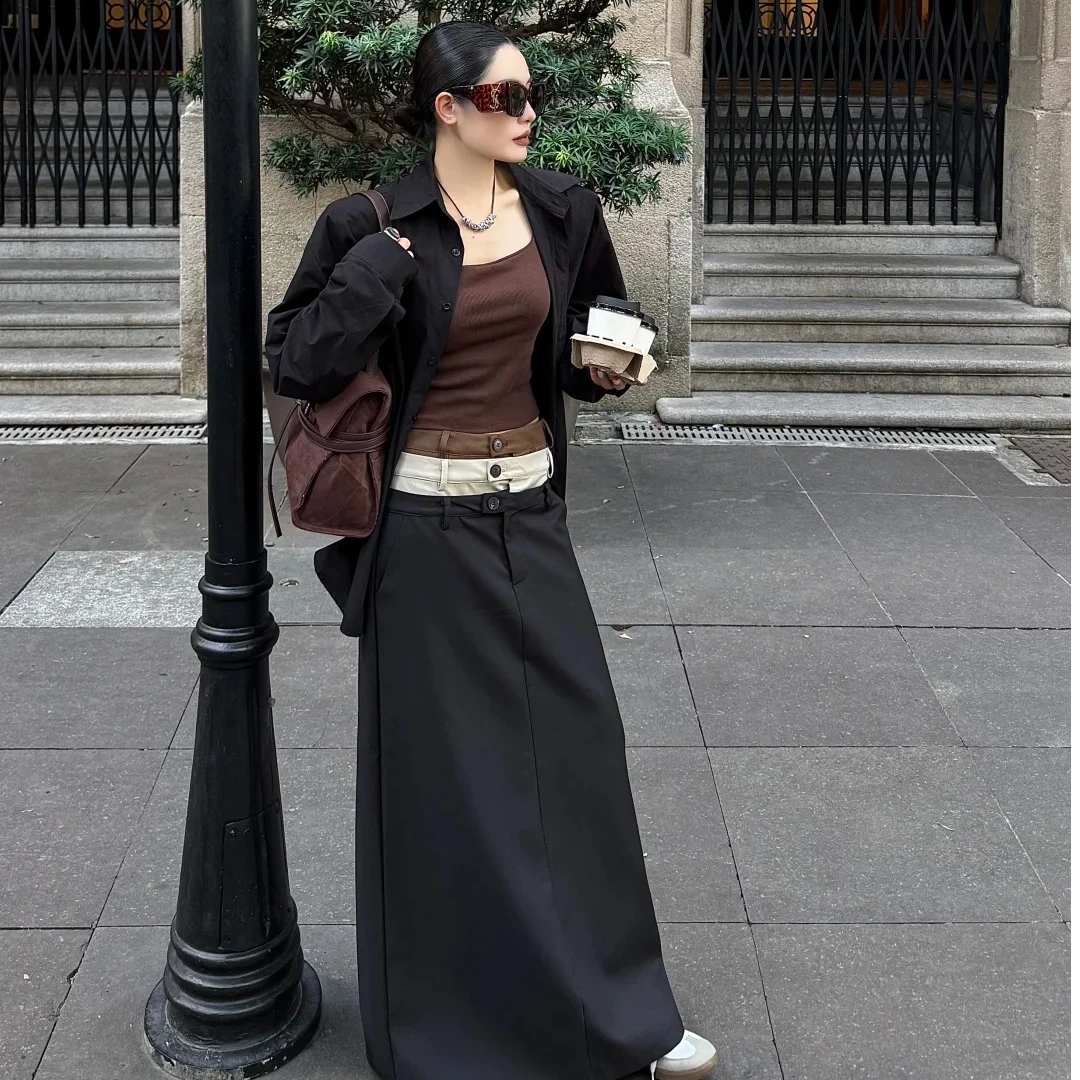 简约洋气休闲百搭吊带内搭性感辣妹外穿衬衫外套气质显瘦半身裙女