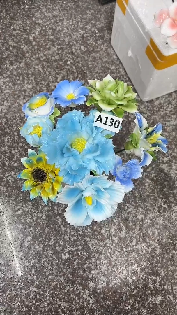 陶瓷花不****内非遗陶瓷手工花---蓝色A130
