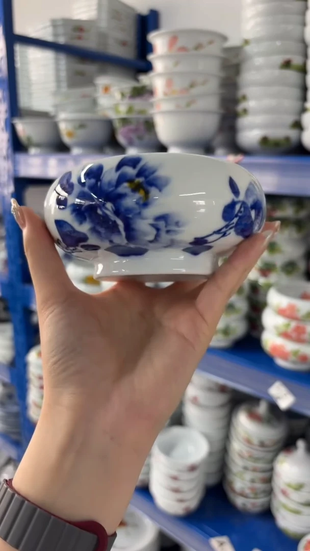 瓷片景德镇高温陶瓷食品级手绘釉中彩-窝窝碗