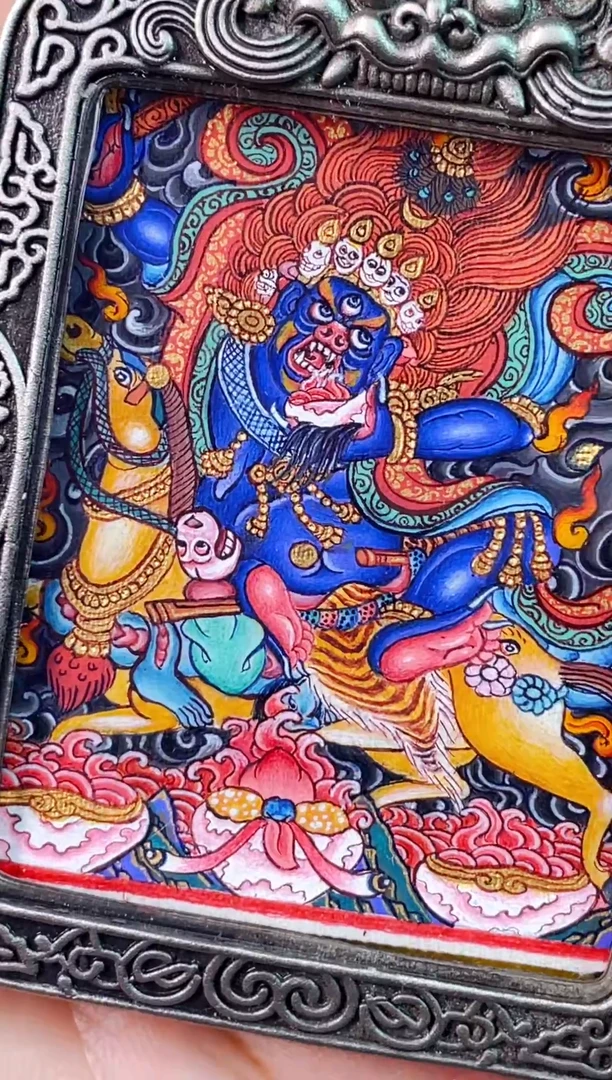 吊坠热贡纯手绘唐卡吉祥天母