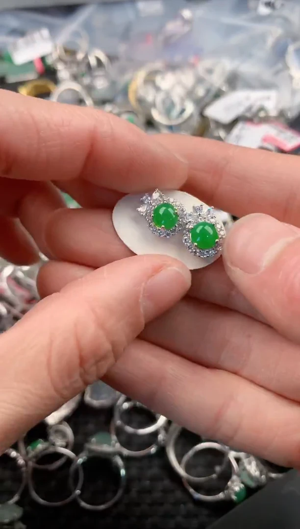 银S925镶嵌戒指翡翠555   8