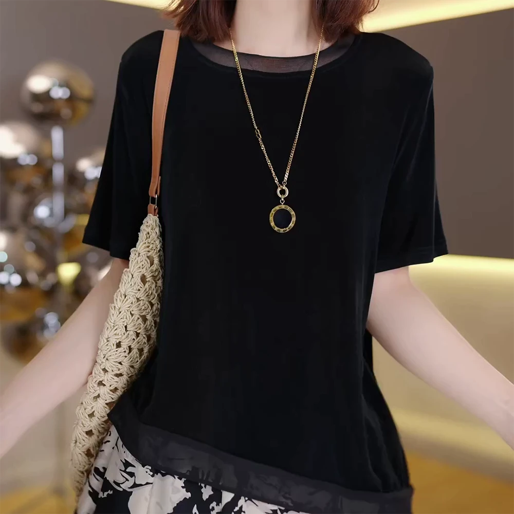 夏天透气短袖T恤女2025年夏季新款时尚百搭显瘦上衣C5209