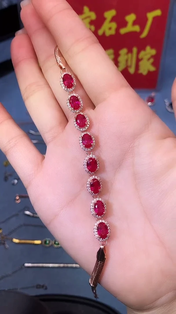 【闪购商品】红宝石手链银S925镶嵌111111