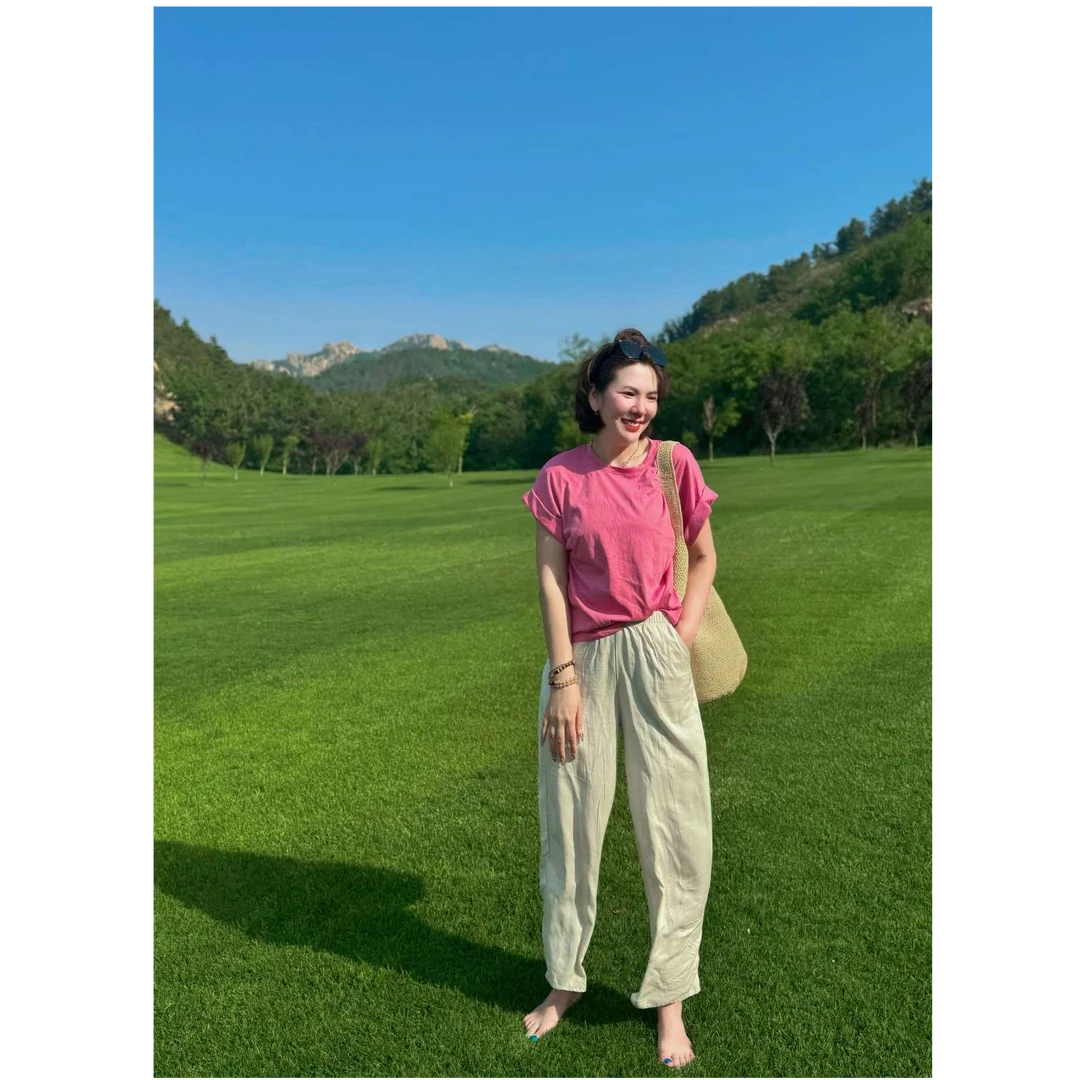 木子静-「气球裤」一条修饰腿型 出再多汗都不贴身的棉绸斜角气球裤