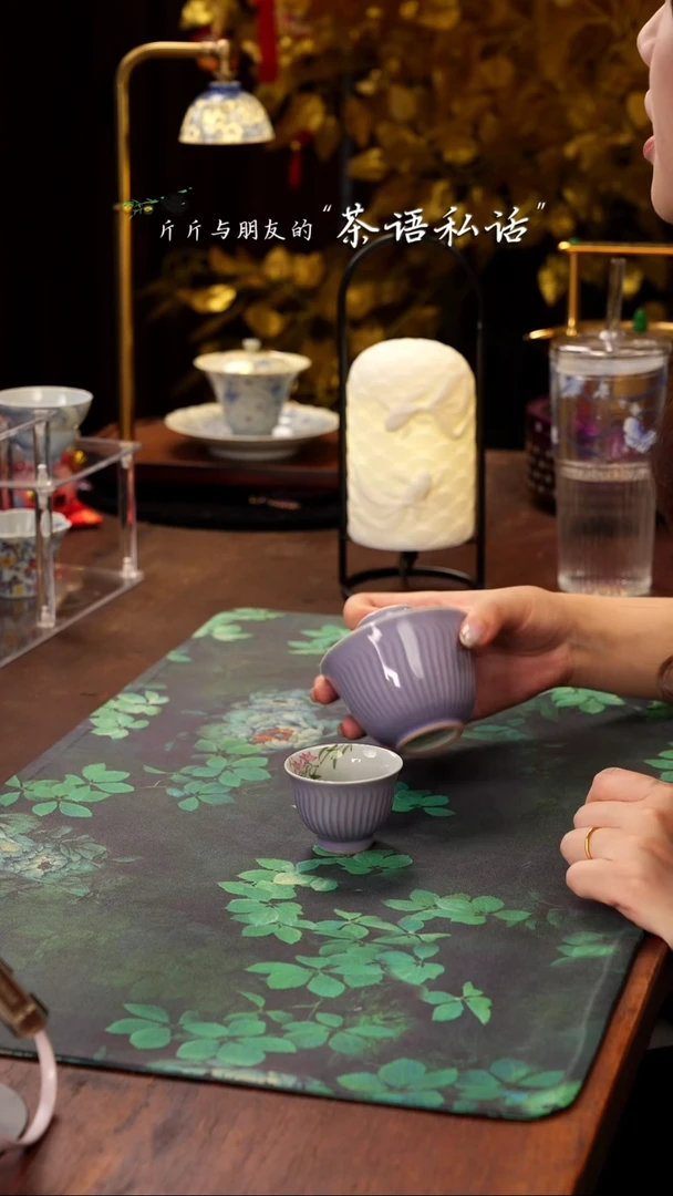 伴斤茶舍   紫地  瓜棱  单杯+盖碗
