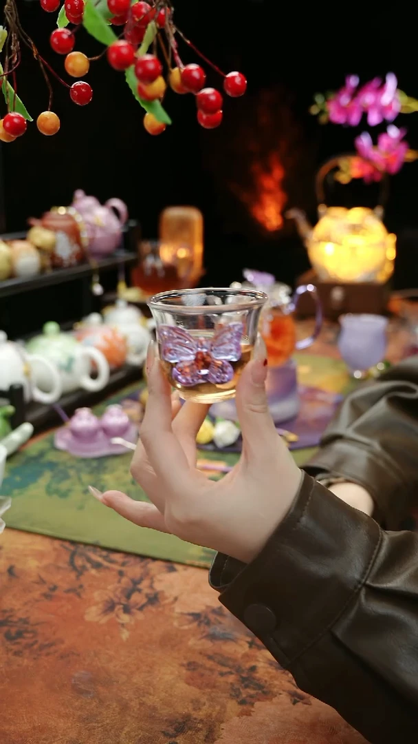 【闪购商品】紫色蝴蝶品茗杯60cc@@@@@