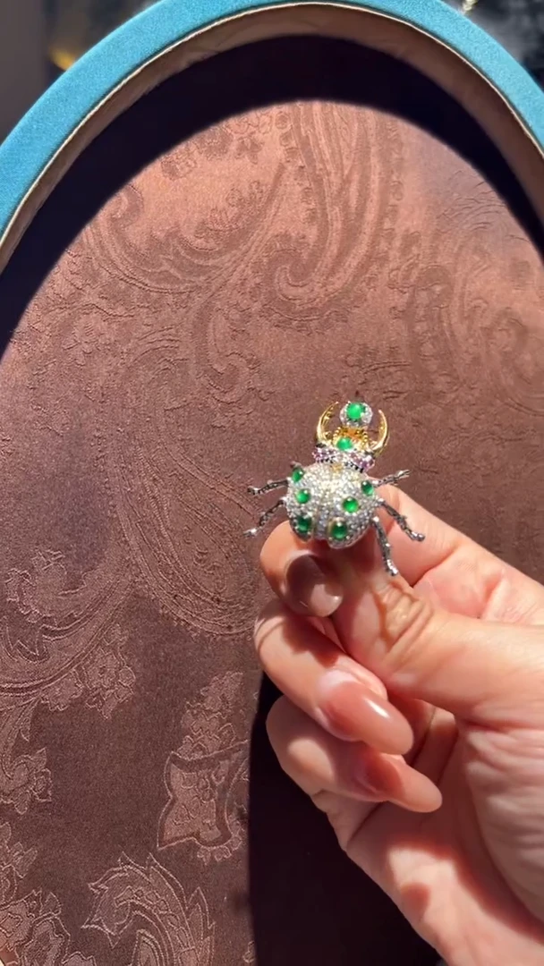 翡翠银S925镀金镶嵌吊坠(不含链)红翡绿翠