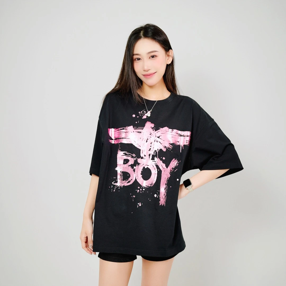 BOYLONDON潮牌短袖情侣夏季新款圆领基础款涂鸦街头百搭T恤N01009