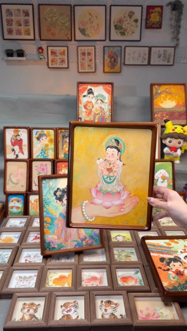 国画佛手观音 手绘国画10