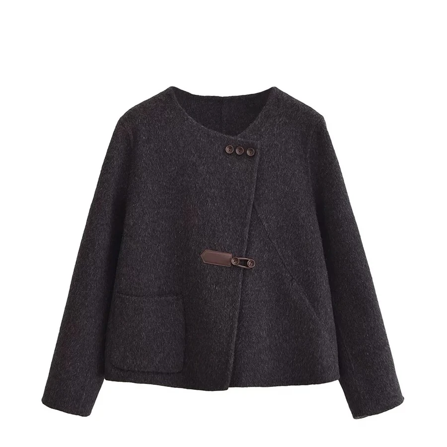 【莉莉专属】2025春秋小香风双面羊毛短款外套女装百搭短款圆领气质