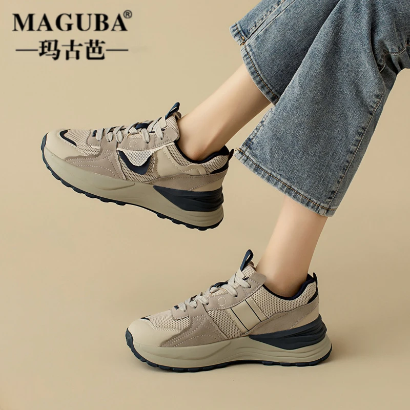 MAGUBA/玛古芭老爹鞋女款厚底增高防滑复古风显脚小休闲运动女鞋