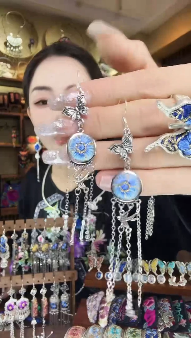 刺绣非遗刺绣民族风耳环