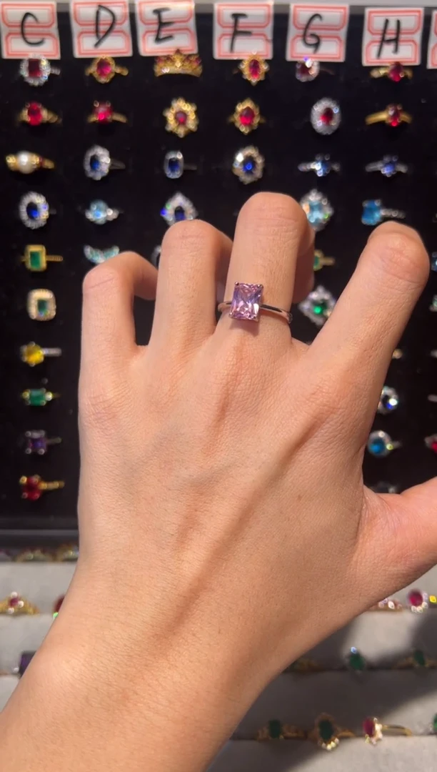 【闪购商品】方柱石开口戒银S925镶嵌8563