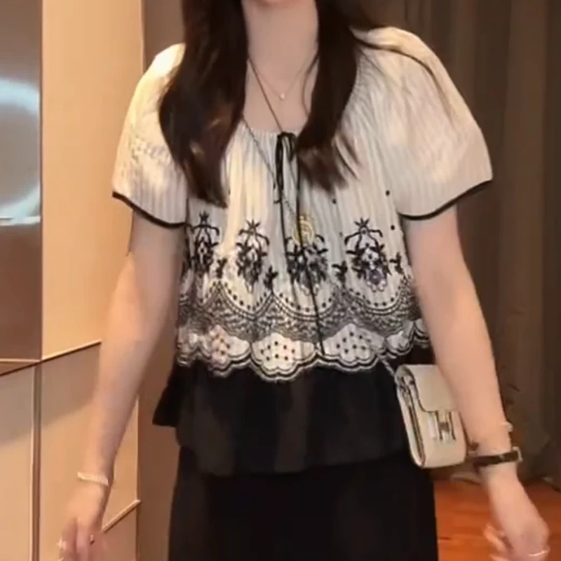 【蝉鸣之夏】2025新款夏季韩系蝴蝶结系带宽松衬衫LK2504552