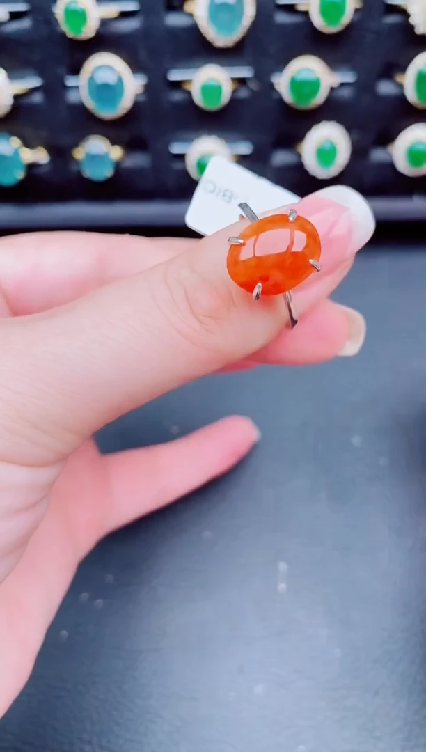 翡翠戒指银S925镶嵌天然a货翡翠37