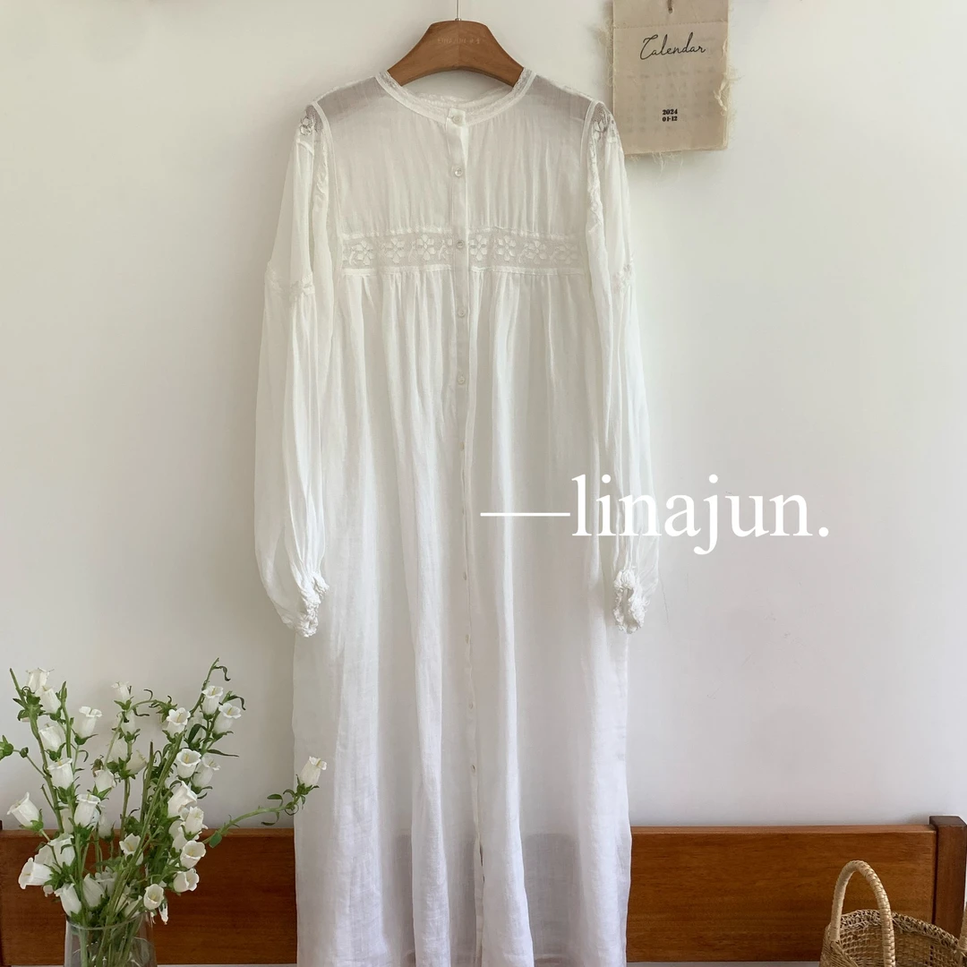 8.12秋棠夏季新款日系复古宽松MB罩衫连衣裙（仅罩衫）