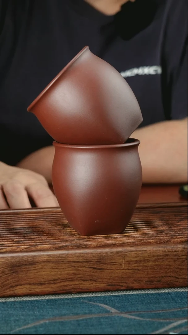 茶杯紫砂紫泥天圆地方2
