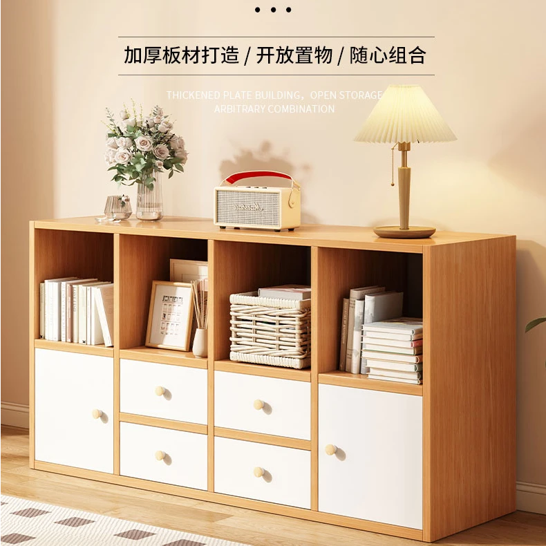 书柜落地置物柜客厅靠墙储物柜家用沙发边柜收纳柜简易飘窗柜柜子