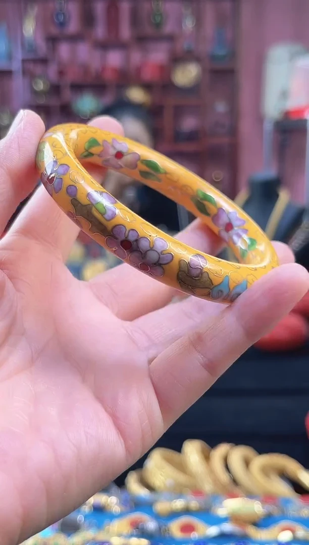 非遗 景泰蓝棍镯 60/宽版 黄