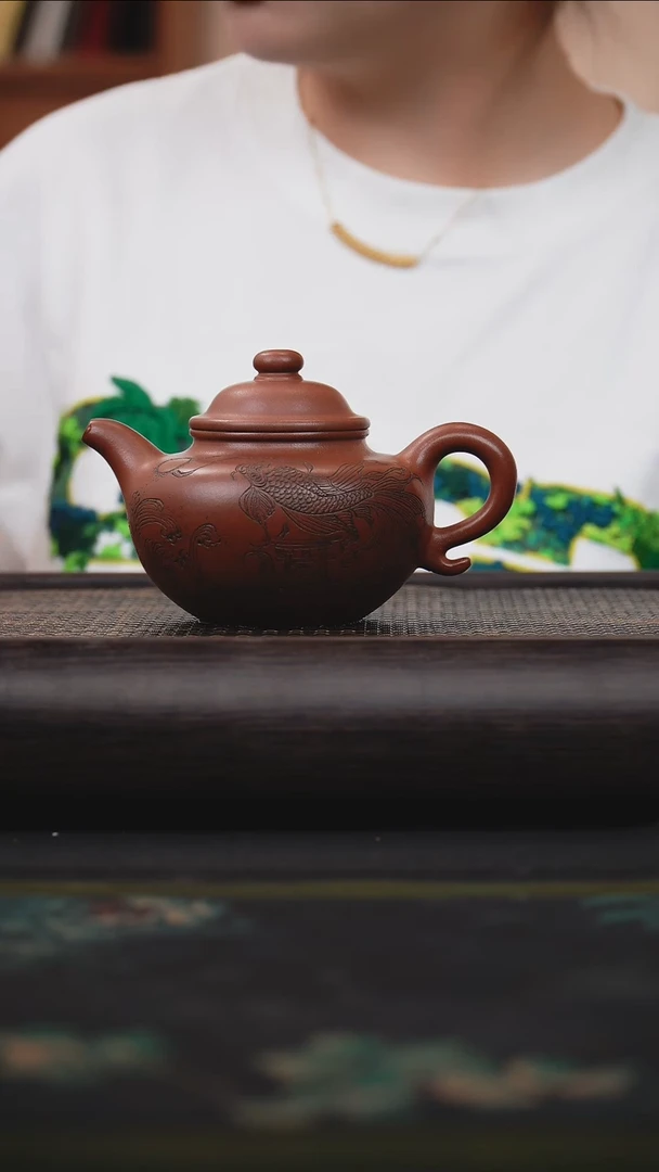 茶壶紫砂冰窖底槽青 莲子