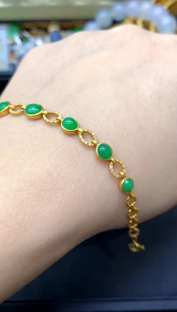 18K金镶嵌手链翡翠320-中国好珍宝