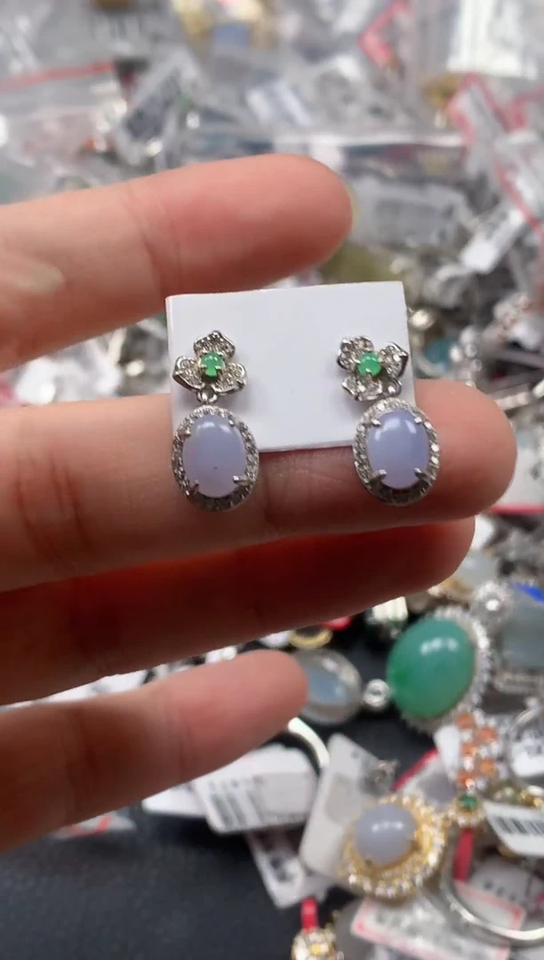 银S925镶嵌戒指翡翠天然A货缅甸翡翠