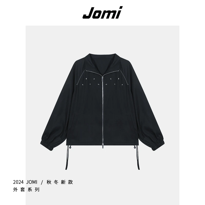 【蓓蓓姐专属】JOMI黑色星星外套女士防风宽松侧边抽绳上衣J4359002
