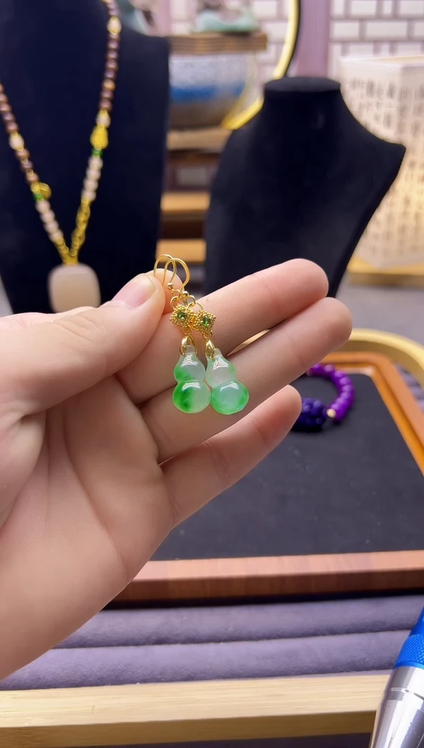 【闪购商品】翡翠耳饰14K金镶嵌E390