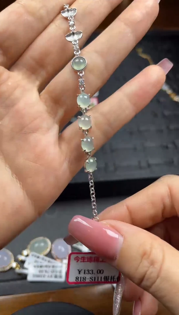 银S925镶嵌戒指翡翠天然翡翠A货