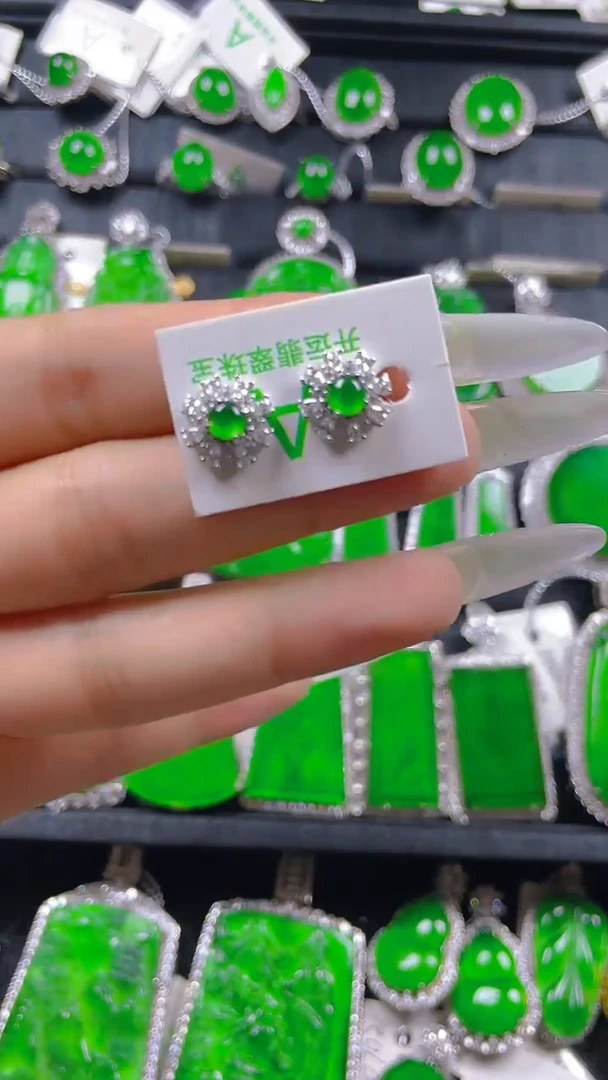 翡翠银S925镶嵌耳饰11111111
