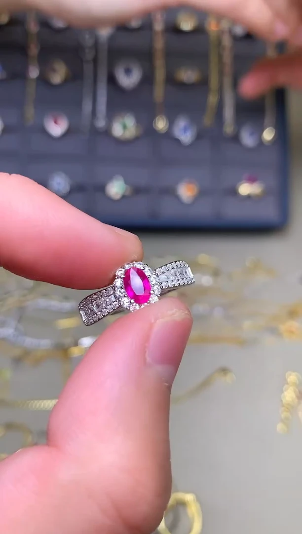 银S925镶嵌戒指红宝石戒指