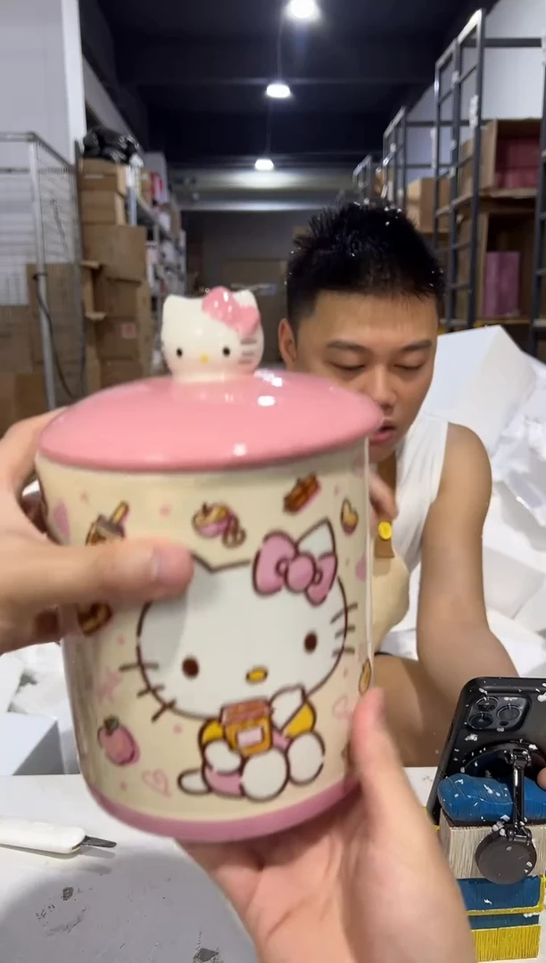 瓷片陶瓷b款粉色kt储物罐