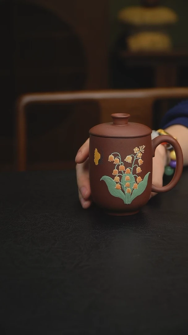 【闪购商品】紫砂茶杯A23泥绘盖杯（多样性发其一）