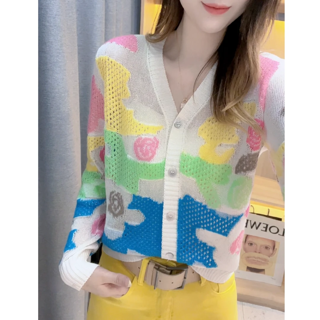 JL【法式田园风钩花开衫】2025早春新款时尚梦幻开衫针织衫上衣-A