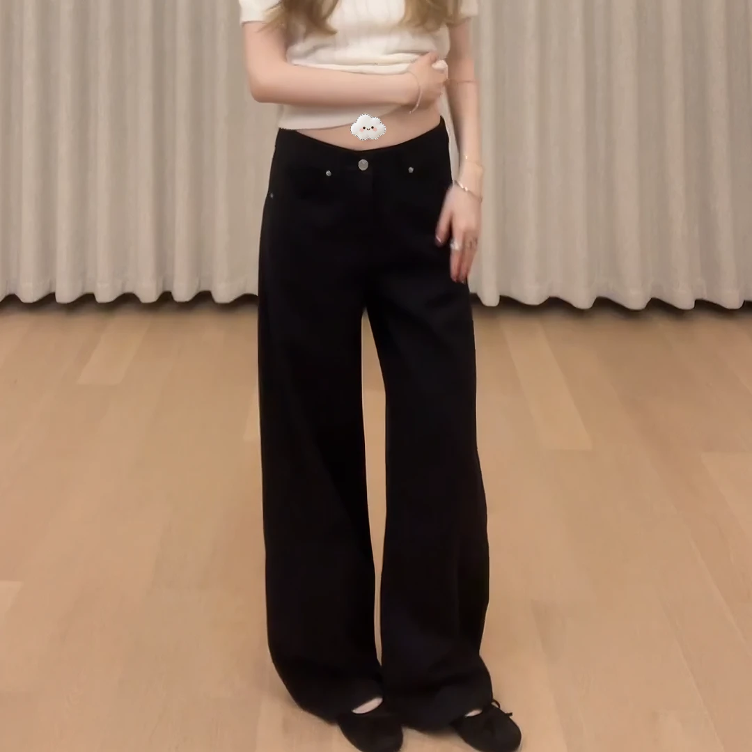 2025秋冬显瘦网红小众设计款显腿长牛仔裤阔腿百搭长裤LK2507828