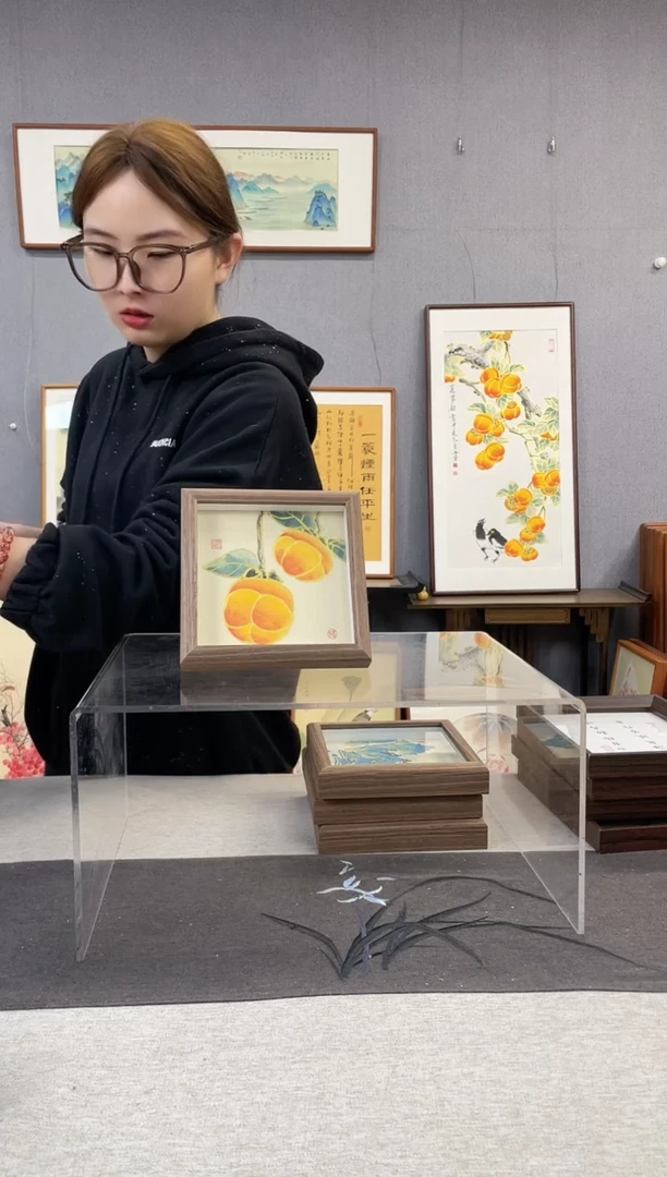 【闪购商品】国画纯手写带框作品-15*15 柿子