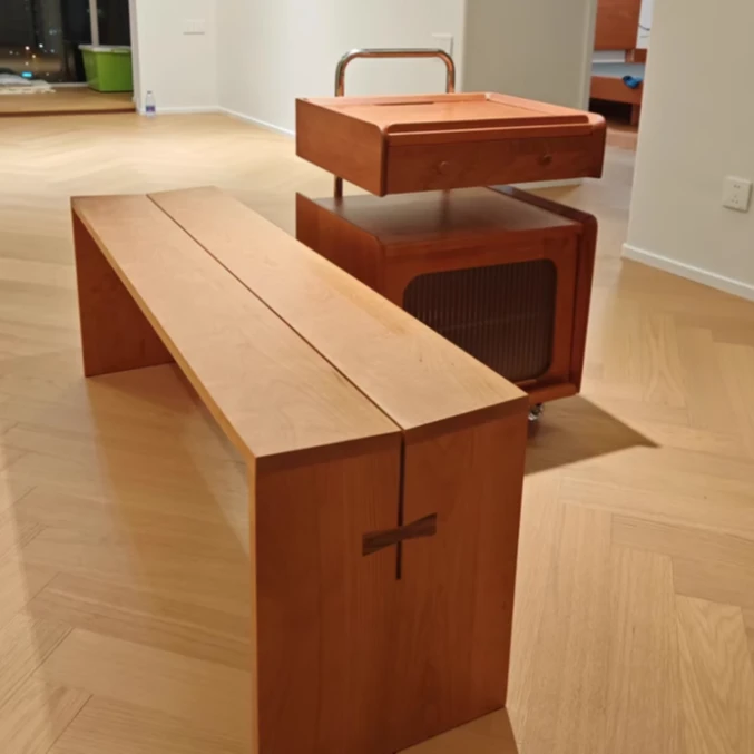 北欧全实木长条凳餐椅家用原木长凳子长板凳樱桃木餐桌长凳