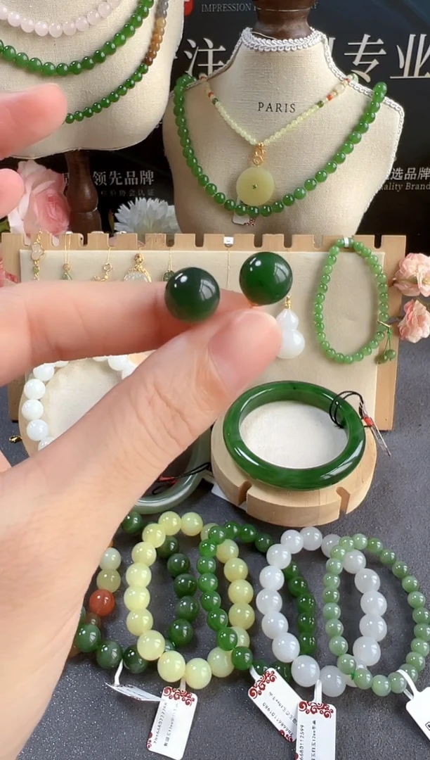 银S925镶嵌和田玉耳饰/支持复检/多样性发一cg