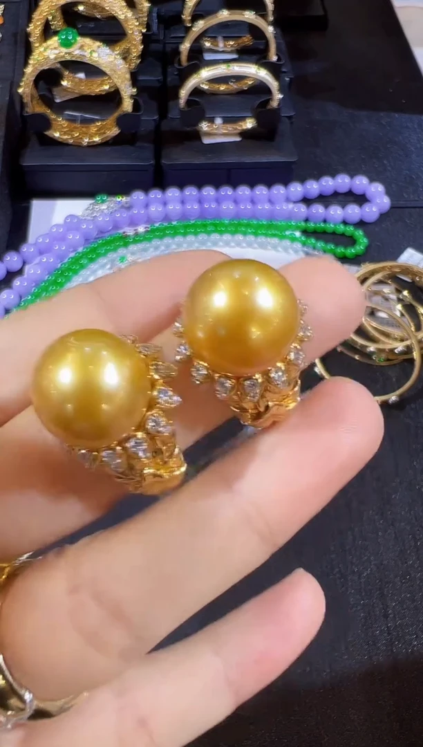 戒指18K金镶嵌海水珍珠戒指（单一件随机发货）