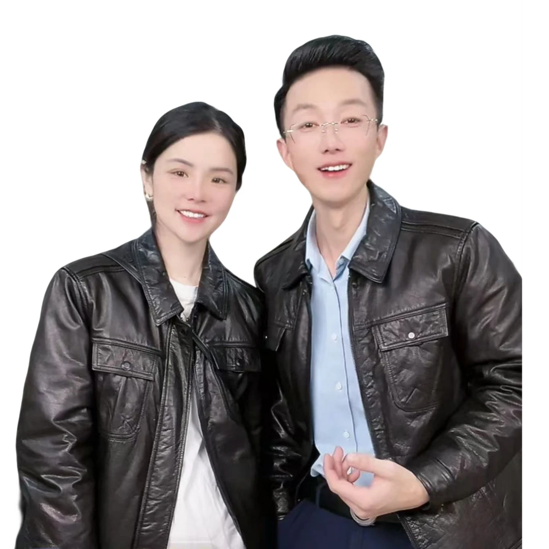 【西夏尚美】男女同款海宁真皮牛皮翻领一衣三穿牛皮外套【0186】