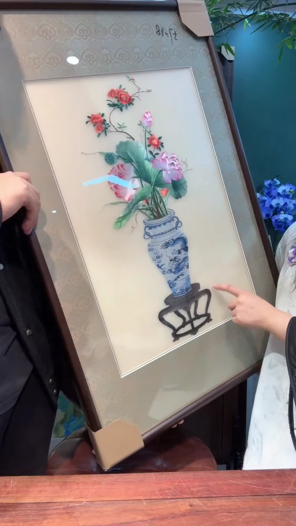 竖款非遗苏绣手工刺绣挂画