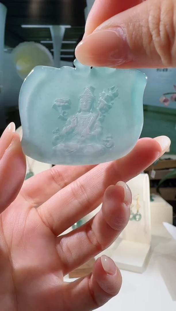 翡翠未镶嵌吊坠(不含链)文殊